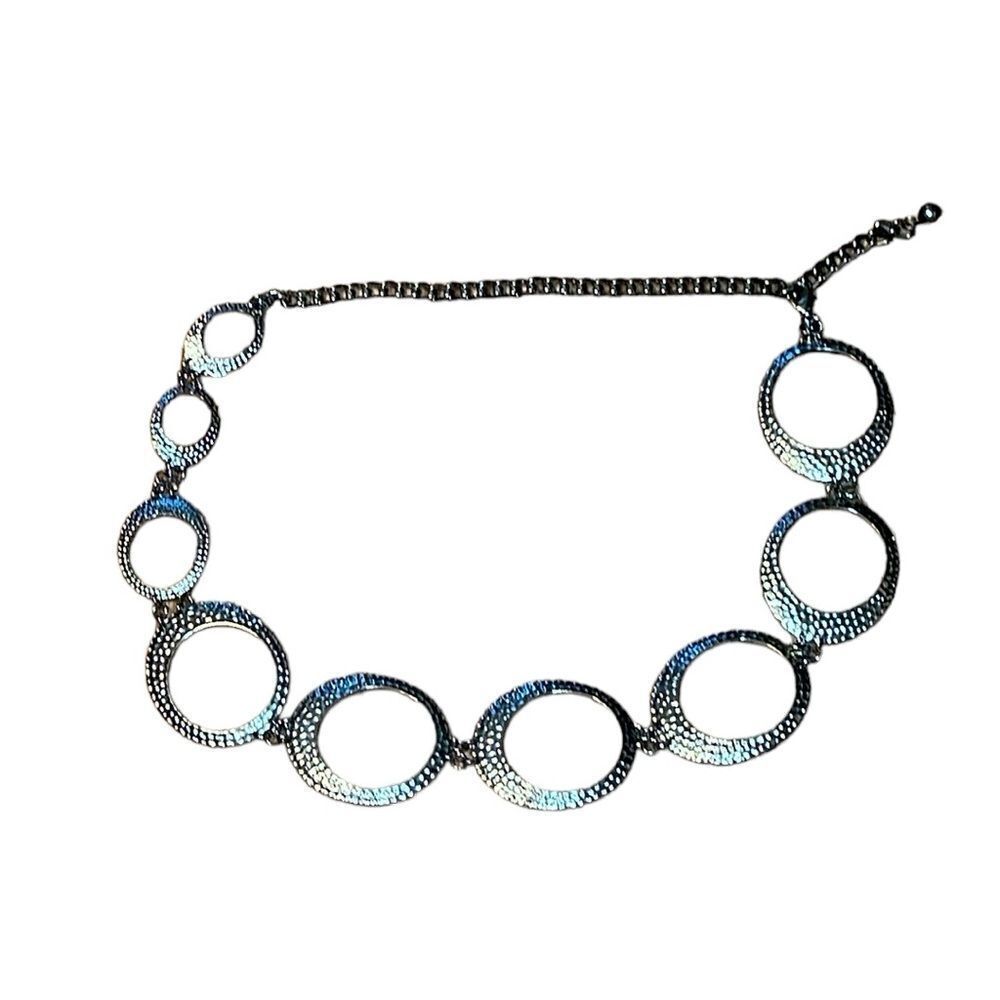 Y2K Silver Tone metal  Circular Links Belt, Hip, early 2000’s, 28”- 41”